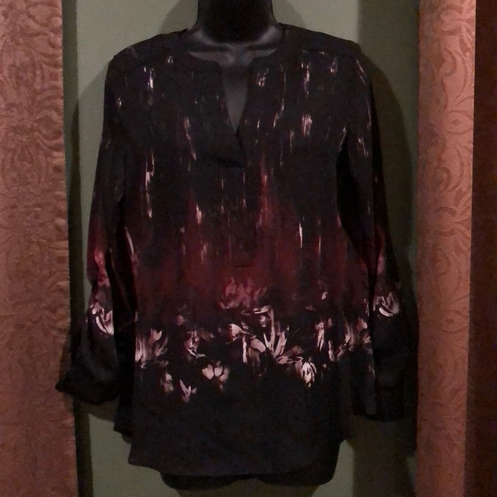 Vera Wang Watercolor Silky Tunic Top